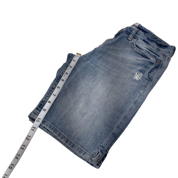 Aeropostale Womens Distressed Bermuda Denim Shorts 7/8 Low rise Blue Cotton - Picture 7 of 10